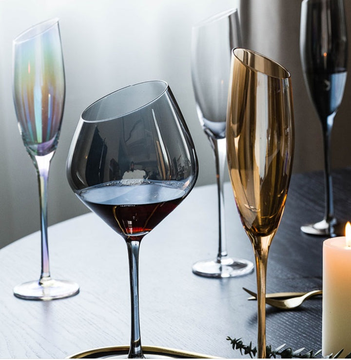 Crystal Goblet Oblique Mouth Elegant Glass High End Drinkware