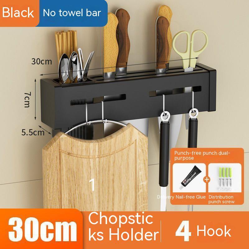 Stainless Steel Kitchen Knife Holder Chopstick Storage Rack Punch-Free