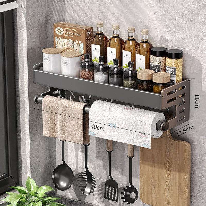 Gun Gray Aluminum Punch-Free Kitchen Storage Rack Multi-Functional