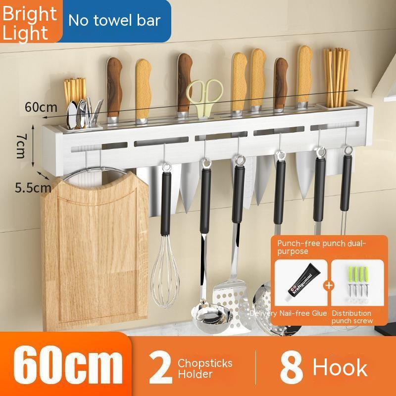 Stainless Steel Kitchen Knife Holder Chopstick Storage Rack Punch-Free