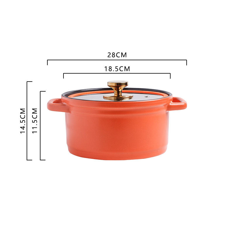 Nordic Style Ceramic Large Capacity Glazed Stock Pot For Cooking Soup
