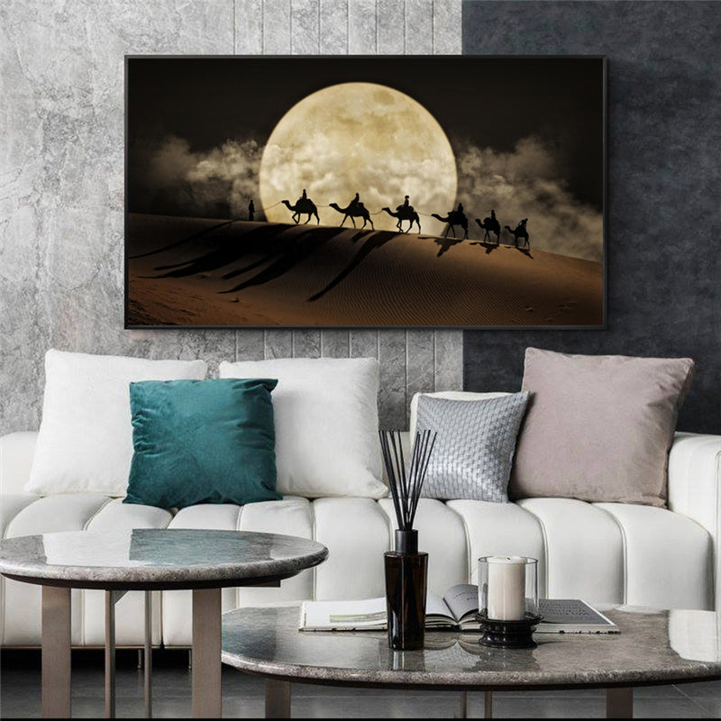 Desert Moon Night Canvas Wall Art Poster Decor