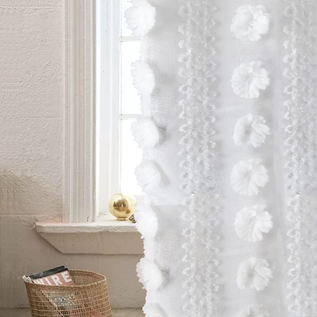 Bohemian Tufted Textured Embroidered Floral Curtains