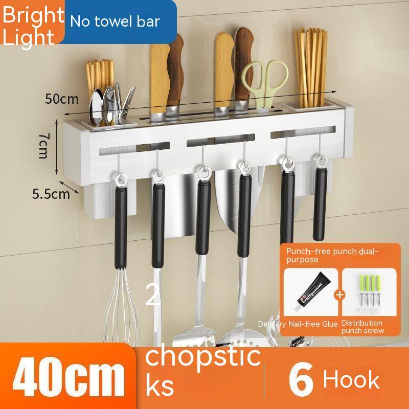 Stainless Steel Kitchen Knife Holder Chopstick Storage Rack Punch-Free